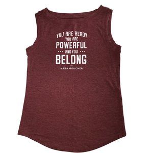 OISELLE Tank Top Red White Text Writing Women's XS "You are ready" Kara Goucher